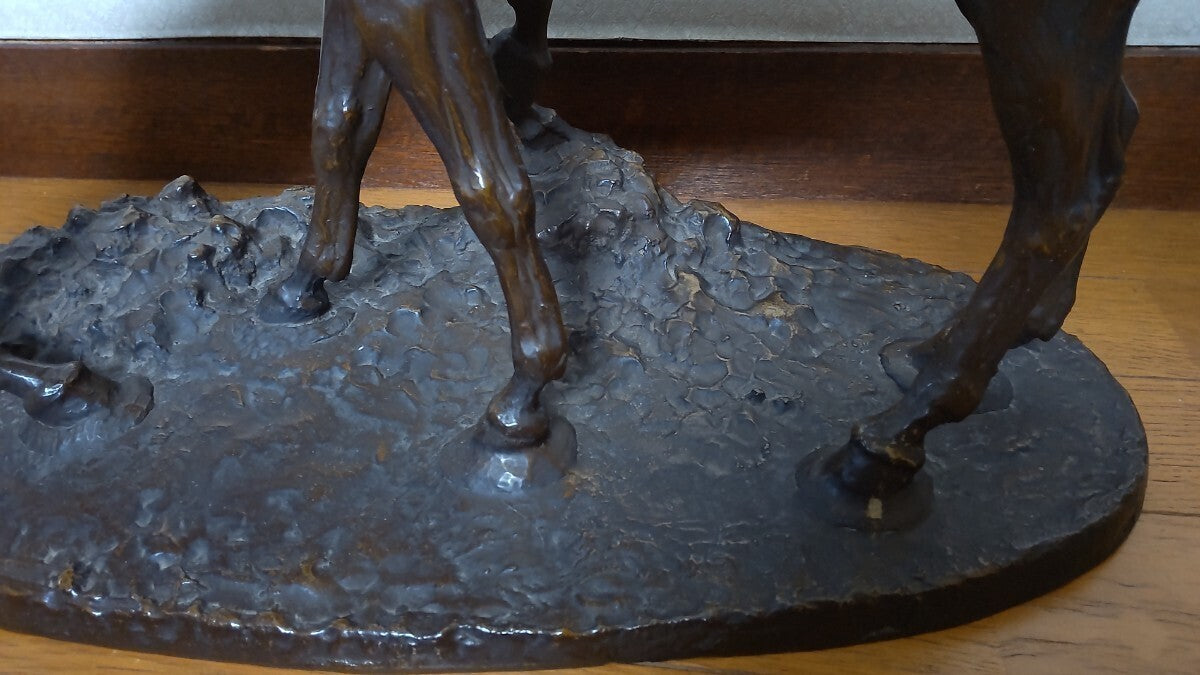 Pierre-Jules Mne "Deux Chevaux" Original Bronze Horse Sculpture 42Cm Signed