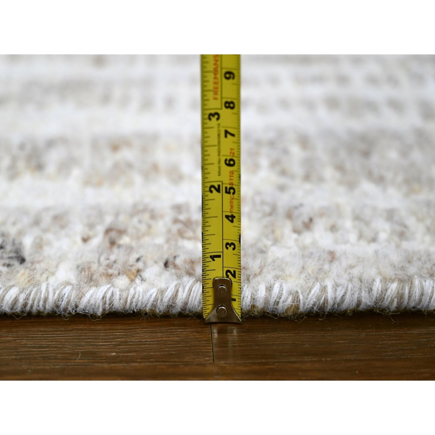 2'6"X7'9" Ivory Minimalist Swedish Design Hand Knotted Wool Runner Rug