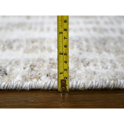 2'6"X7'9" Ivory Minimalist Swedish Design Hand Knotted Wool Runner Rug