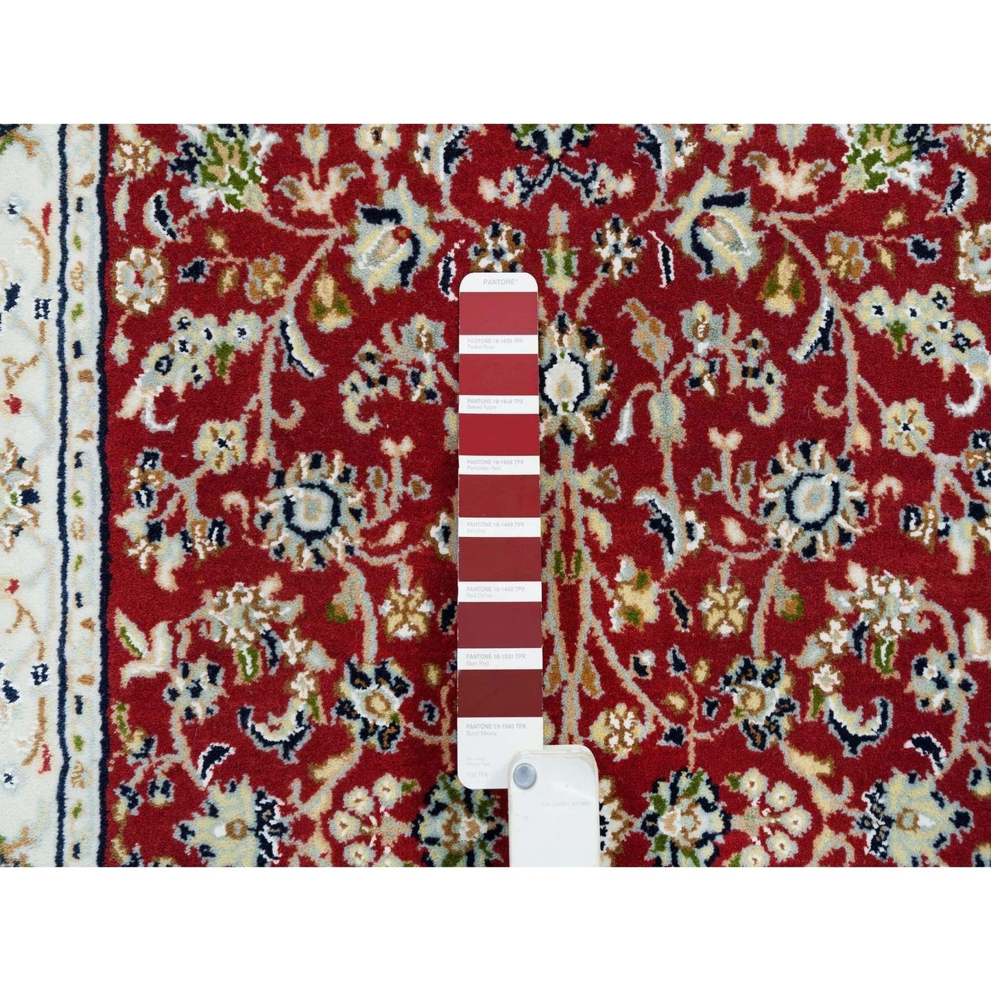 2'7"X10'5" Red Hand Knotted Nain Design 250 Kpsi Soft Wool Runner Rug