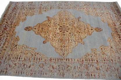 Handmade Transitional Oriental Rug High-Low Relief Medallion Style Carpet 6X8 ft