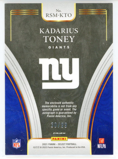 Kadarius Toney Autographed 2021 Panini Select Silver Prizm Card #Rsm-Kto