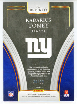 Kadarius Toney Autographed 2021 Panini Select Silver Prizm Card #Rsm-Kto