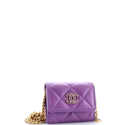 Chanel Pending Cc Card Holder On Chain Quilted Lambskin