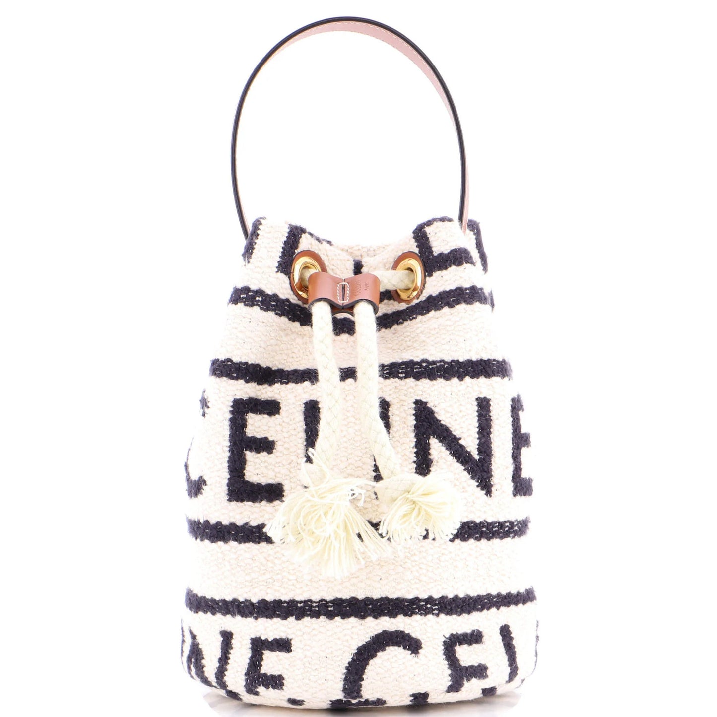 Celine Drawstring Bucket Bag Logo All Over Textile Teen