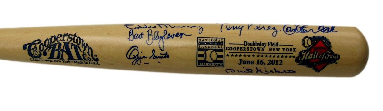 2012 Hof Classic Game Cooperstown Bat Signed By 6 Fisk Perez Jsa Steiner 196256