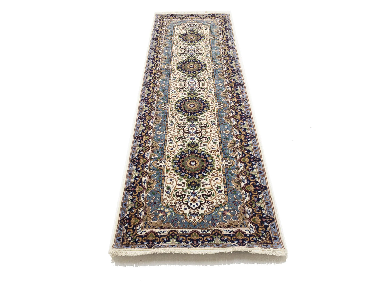 Oriental Runner Rug Floral Design Plush Hallway Carpet Handmade Kirman 3X10 ft
