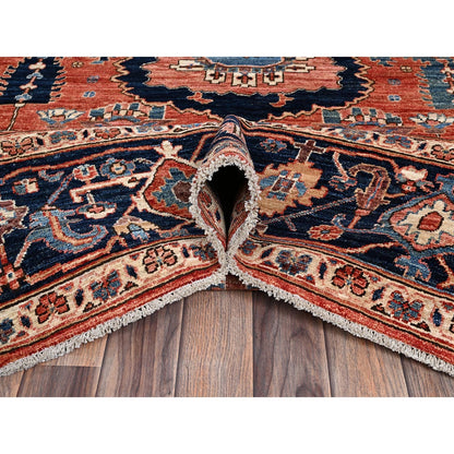 8'1"X10' Rust Red Antique Heris Design Hand Knotted High Mountain Wool Rug