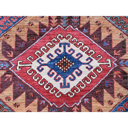 6'1"X8'4" Ochre Brown Afghan Caucasian Design Revival Hand Knotted Wool Rug