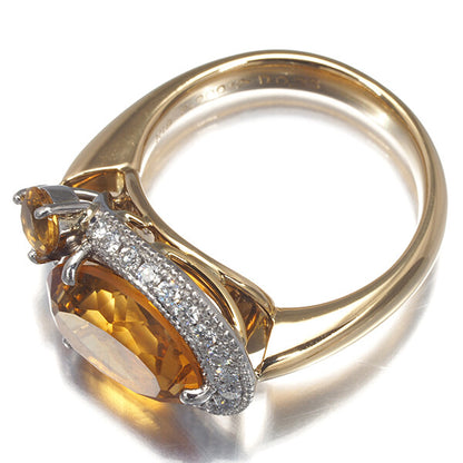 Citrine Diamond 0.23Ct Milgrain Ring 900