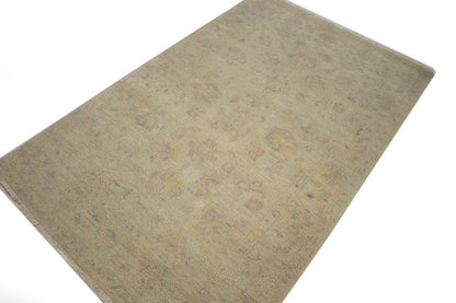 Handmade Oushak Chobi Oriental Rug Muted Floral