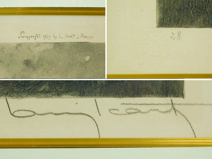 Hand signed embossed seal framed joy life of louis icart etching aquatint 1929