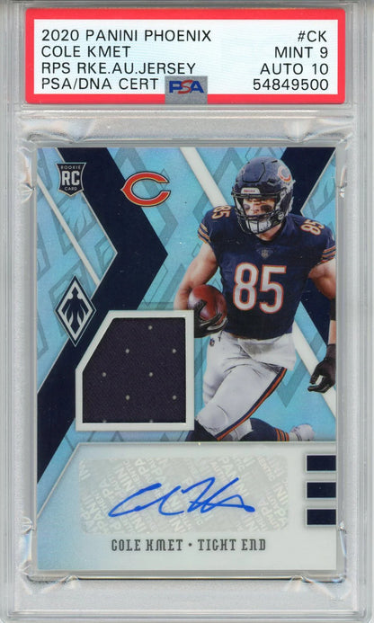 Cole Kmet 2020 Panini Phoenix Risking Rookie Patch Card #Ck (Psa)