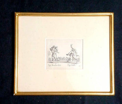 Jacques Callot Etching Cap. Bonbardon & Cap. Grillo 1621 Balli Di Sfessania