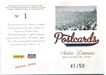 Andre Dawson 2010 Autographed Panini Jersey Card #41/50