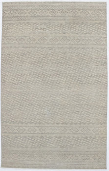 5X8 Ft Handmade Wool Area Rug Muted Beige Vintage