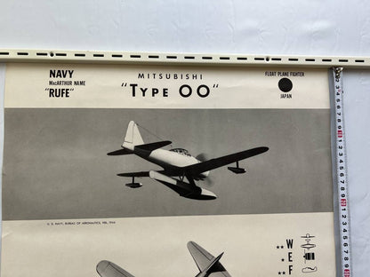 Wwii 1944 Us Navy Aircraft Recognition Poster Mitsubishi Type 00 Rufe Floatplane