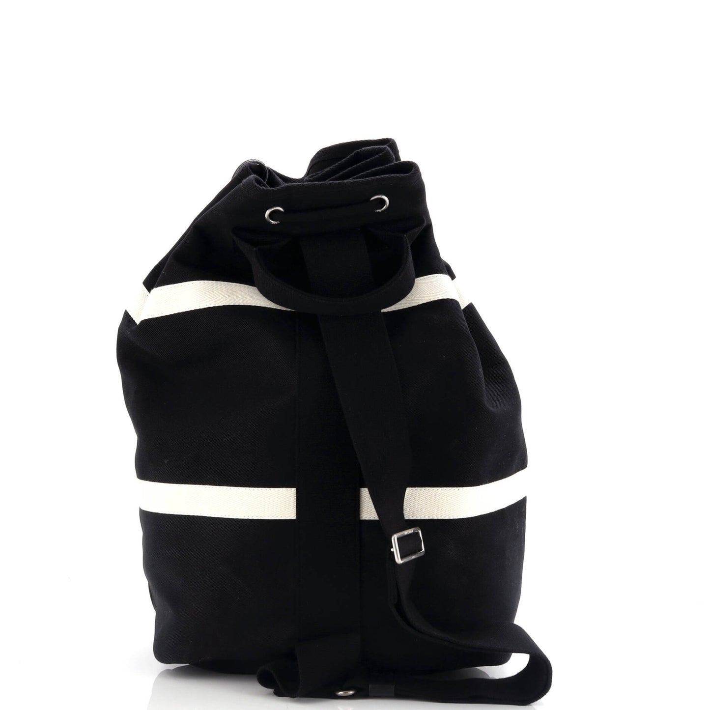 Saint Laurent Rive Gauche Drawstring Sling Bag Embroidered Canvas