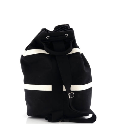 Saint Laurent Rive Gauche Drawstring Sling Bag Embroidered Canvas