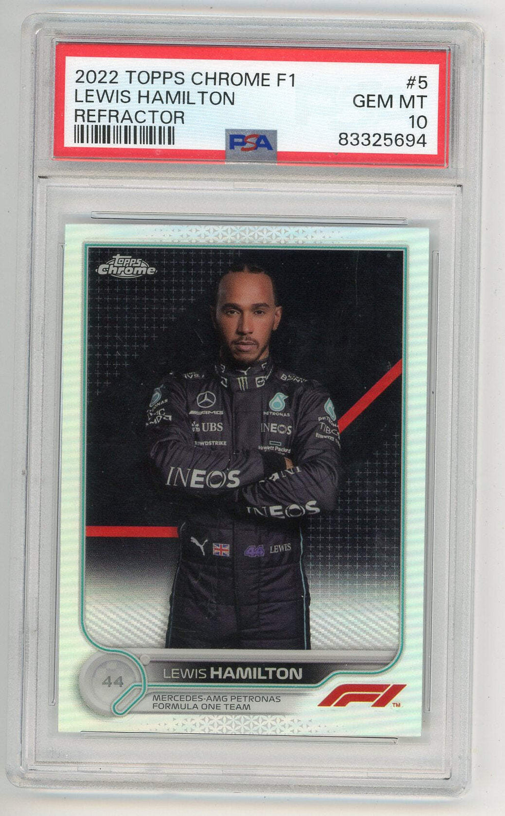 Lewis Hamilton 2020 Topps Chrome F1 #5 Refractor Psa 10