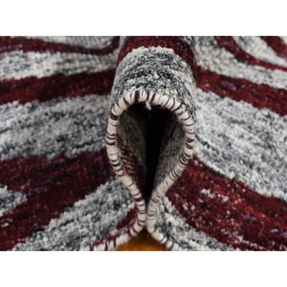 8'10"X11'9" Red Thick Man Made Silk Modern Design Hand Knotted Rug