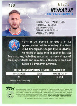 Neymar Jr. 2022 Topps Stadium Club Chrome Card