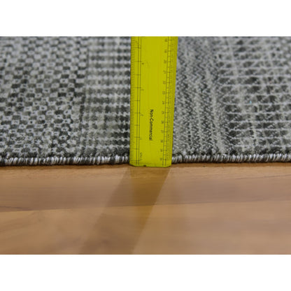 2'1"X3'1" Echo Gray Hand Knotted Dyed Wool Grass Design Mat Rug