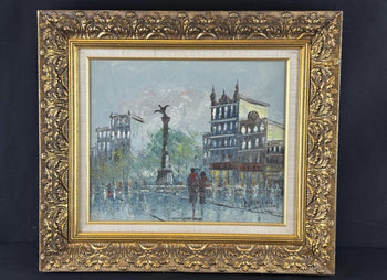 Caroline Burnett Oil Painting Paris Street Scene Original Signed Vintage Framed