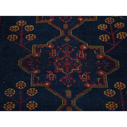 5'1"X13'3" Blue Vintage Baktiarjoon Hand Knotted Wool Wide Runner Rug