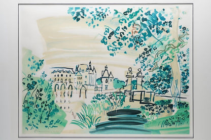 Raoul Dufy Lithograph Print "Chenonceaux" Signed 1937 Spadem Paris 1967