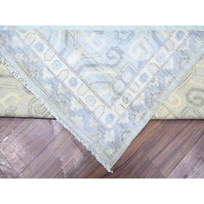 11'10"X16'3" Gray Wool Hand Knotted White Wash Peshawar Oversized Rug