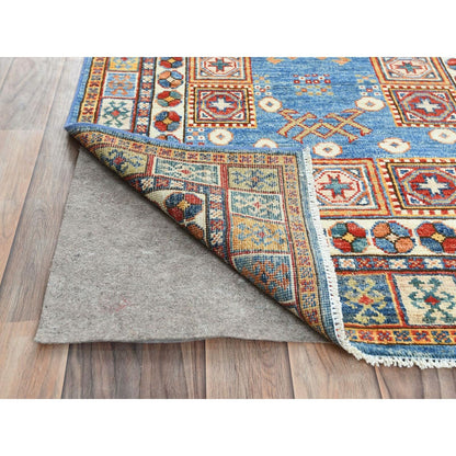 3'X24'5" Blue Pure Wool Hand Knotted Afghan Super Kazak Xl Runner Rug