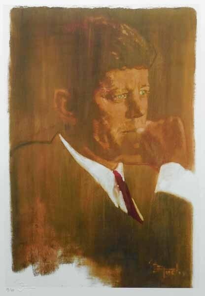 Bernie Fuchs Portrait Of Jfk Limited Edition Embossed Lithograph 19/50 Signed