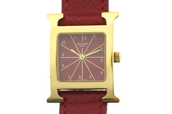 Hermes H Watch Hh1.201 Gp Red Dial Quartz