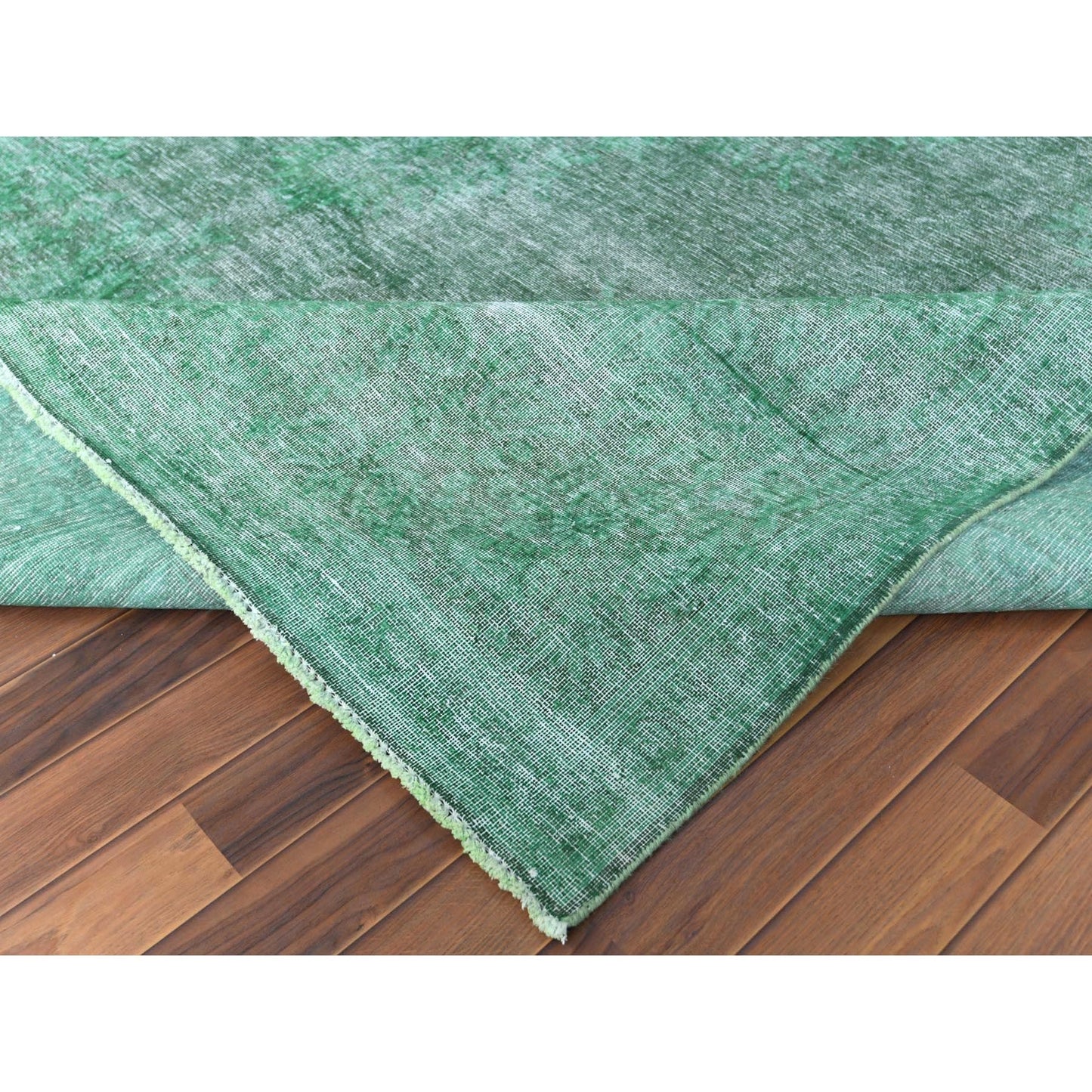 9'7"X12'5" Hand Knotted Shades Of Light Green Overdyed Farsian Karman Rug