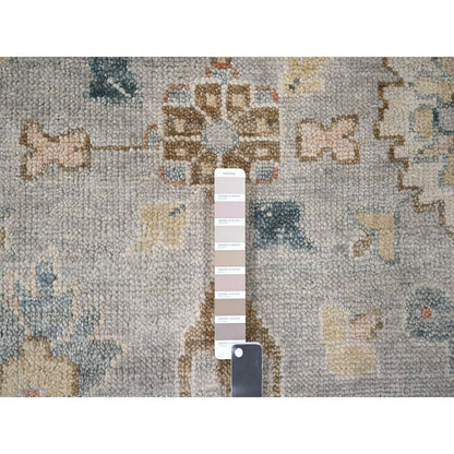 12'X17'10" Gray Oushak Design Wool Hand Knotted Oversized Oriental Rug