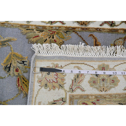 2'7"X18'8" Santorini Blue Rajasthan Hand Knotted Wool Silk Xl Runner Rug