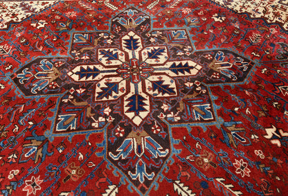 Red Serapi Oriental Rug Large Vintage Geometric