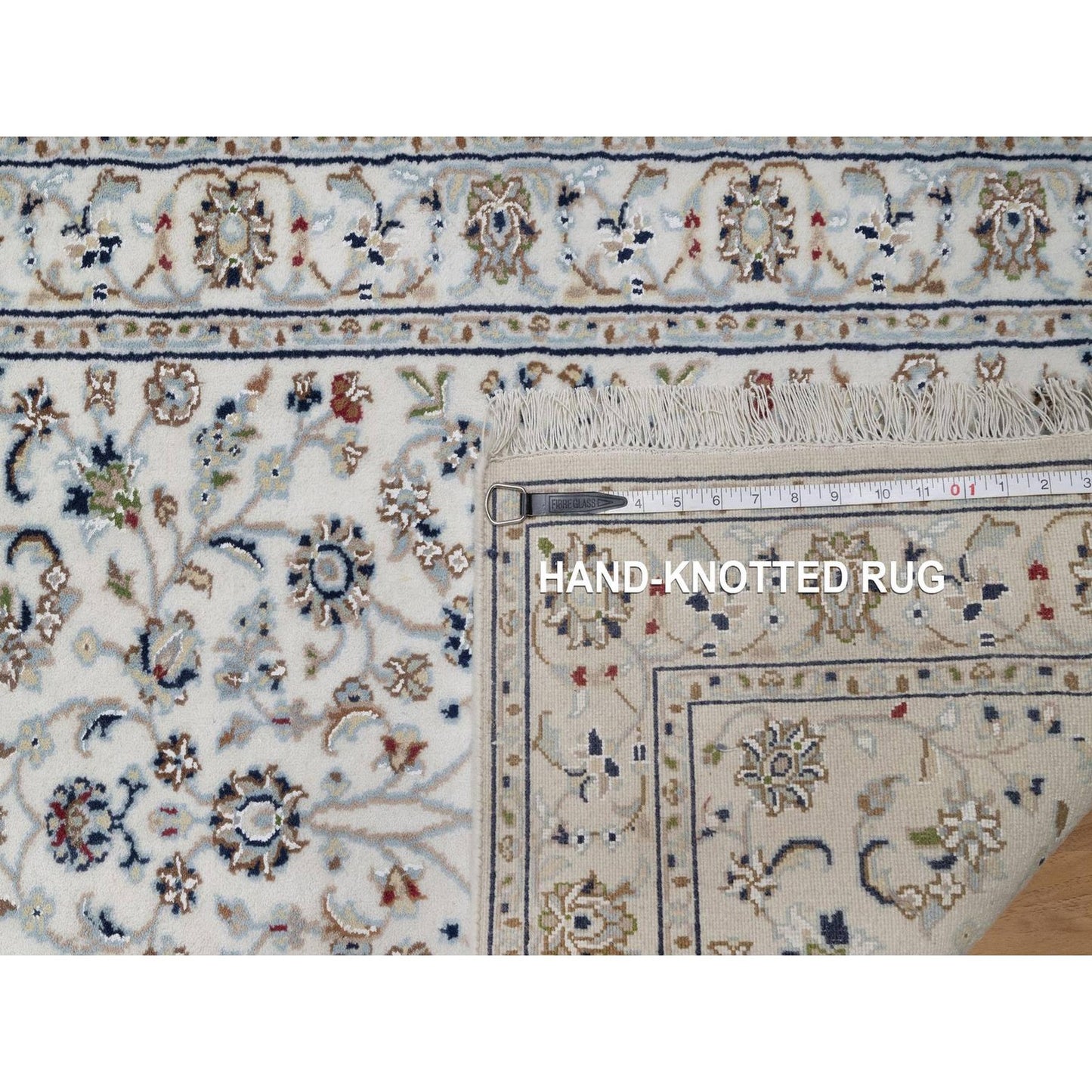 2'9"X18' Ivory Nain Flower Pattern Wool And Silk Hand Knotted Runner Rug