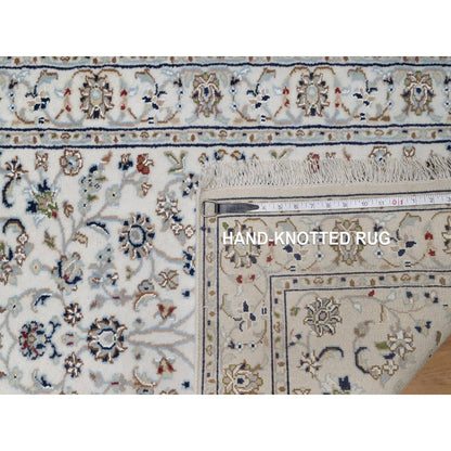 2'9"X18' Ivory Nain Flower Pattern Wool And Silk Hand Knotted Runner Rug