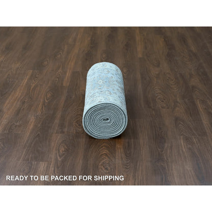 2'6"X18' Misty Gray Karjihooz Design Pure Wool Hand Knotted Xl Runner Rug