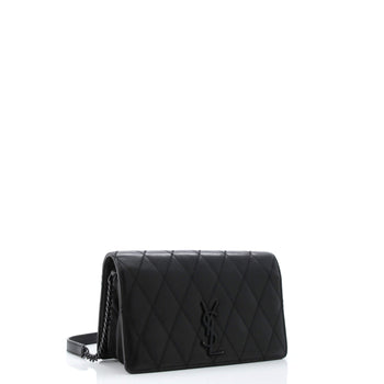 Saint Laurent Angie Chain Shoulder Bag Quilted Leather Small
