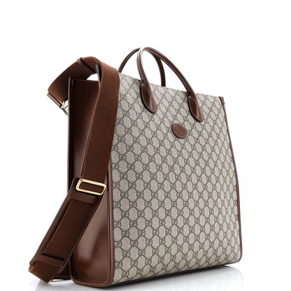 Gucci Vertical Structured Top Handle Open Tote Gg Coated Canvas Medium