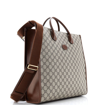 Gucci Vertical Structured Top Handle Open Tote Gg Coated Canvas Medium