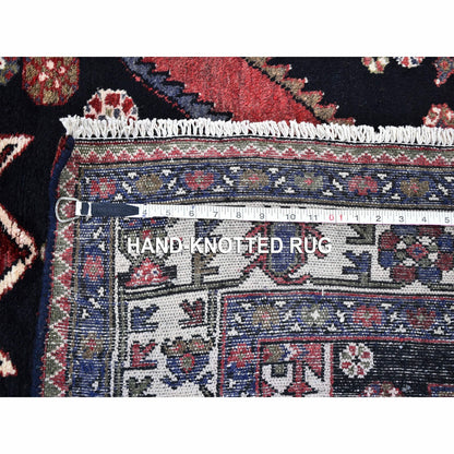 4'6"X6'6" Navy New Farsian Moozligoon Pure Wool Hand Knotted Oriental Rug