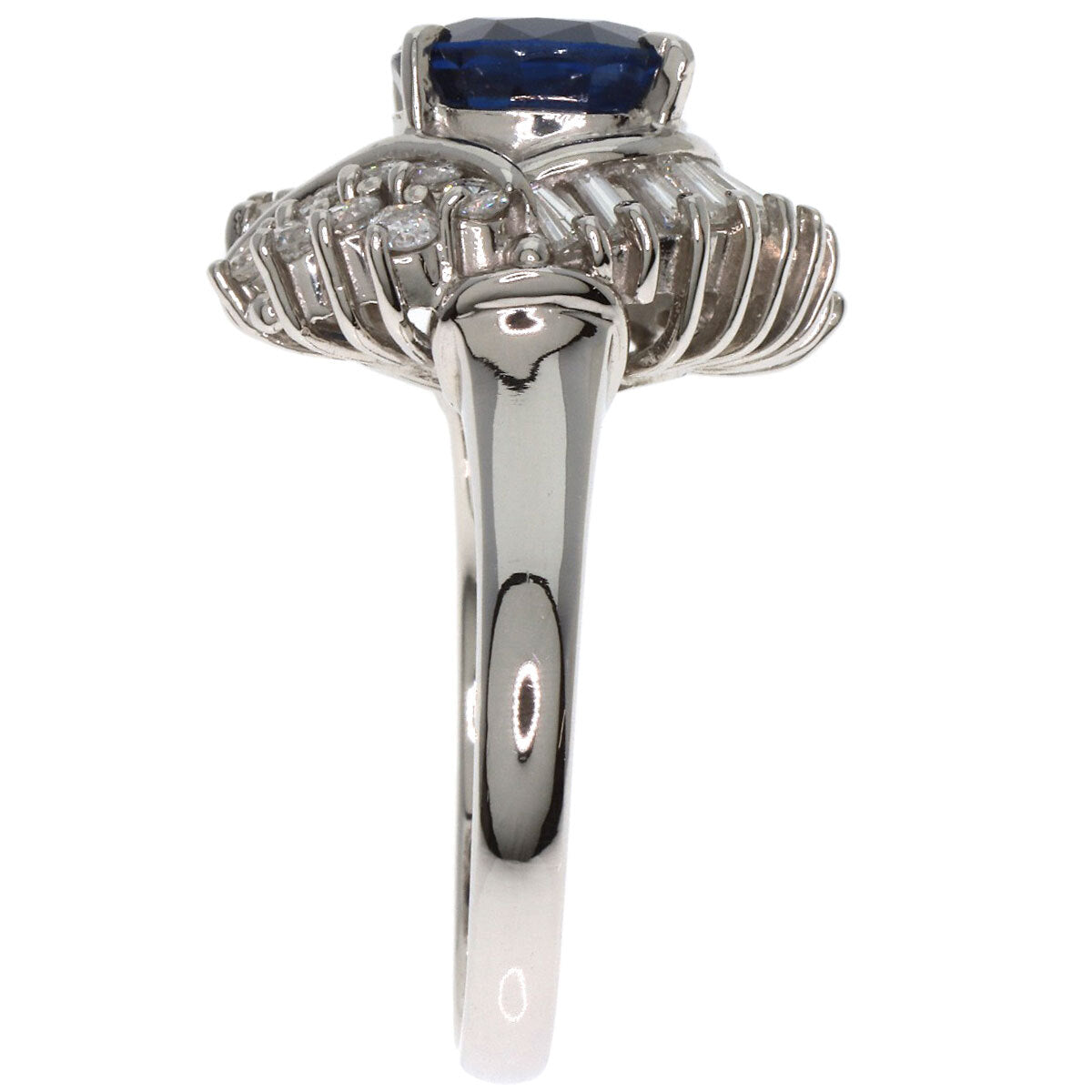 2.216Ct Sapphire Diamond Ring Platinum Pt900 7.71G