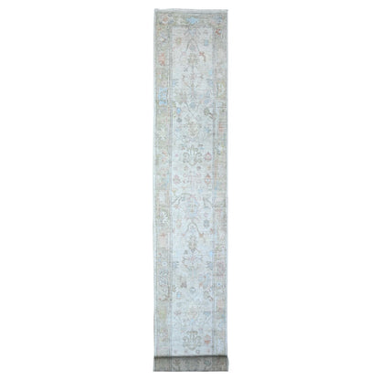 2'6"X19'1" Chrome Gray Natural Dyes Angora Oushak Xl Runner Oriental Rug