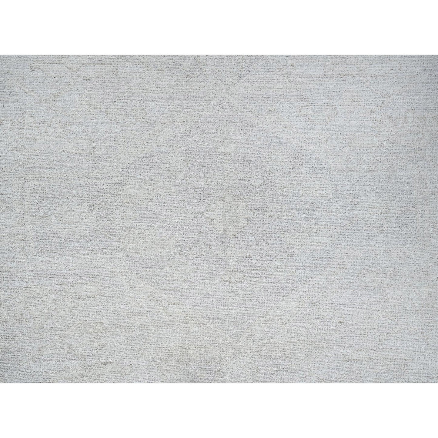 8'X9'9" Bone White Washed Out Peshawar Hand Knotted Pure Wool Oriental Rug
