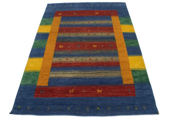 Indo-Gabbeh Multicolored Tribal Stripes Design