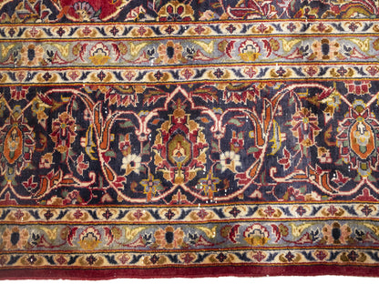 Semi-Antique Red Traditional Floral Handmade